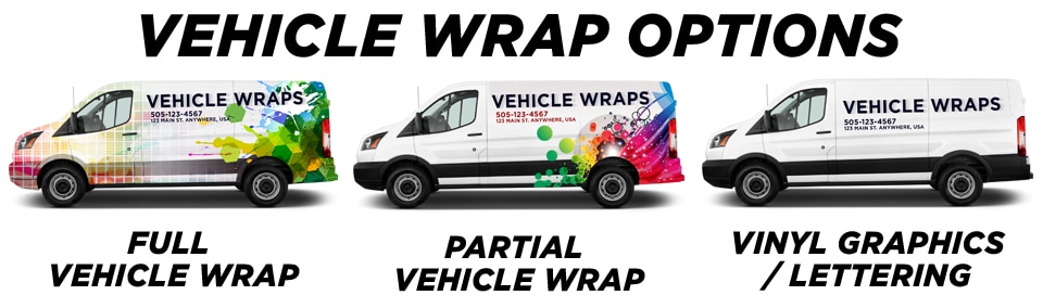 full, partial, and vinyl graphic vehicle wrap options